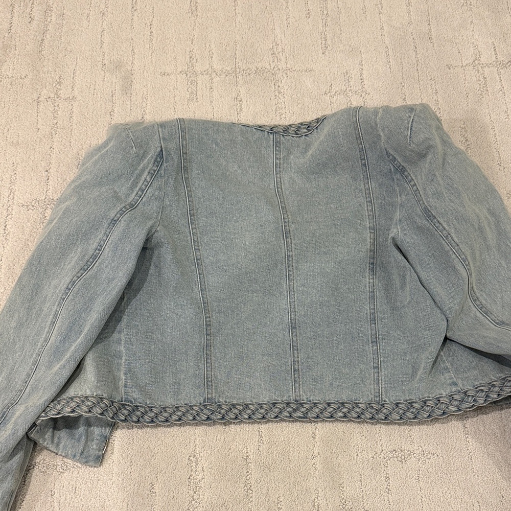Veronica Beard Light Blue Braided Jean Jacket - Picture 6 of 7